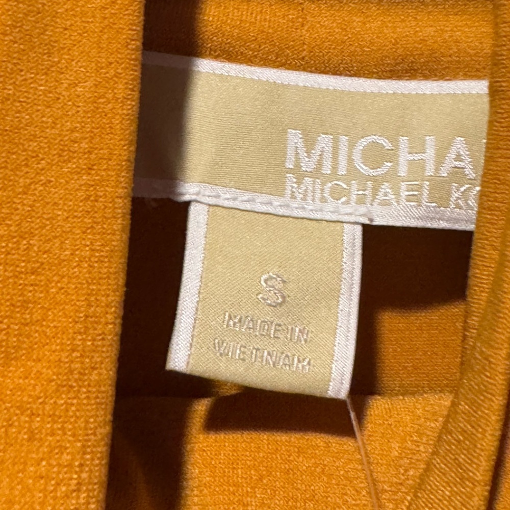 Michael Kors Women’s Mustard Gold Short-Sleeve  with Draped Neck - Picture 3 of 3